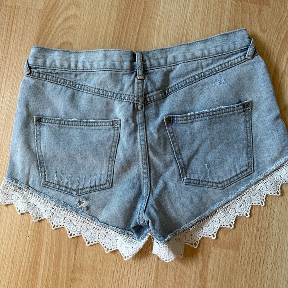 Free People Lace Trim Jean Shorts - Picture 3 of 4